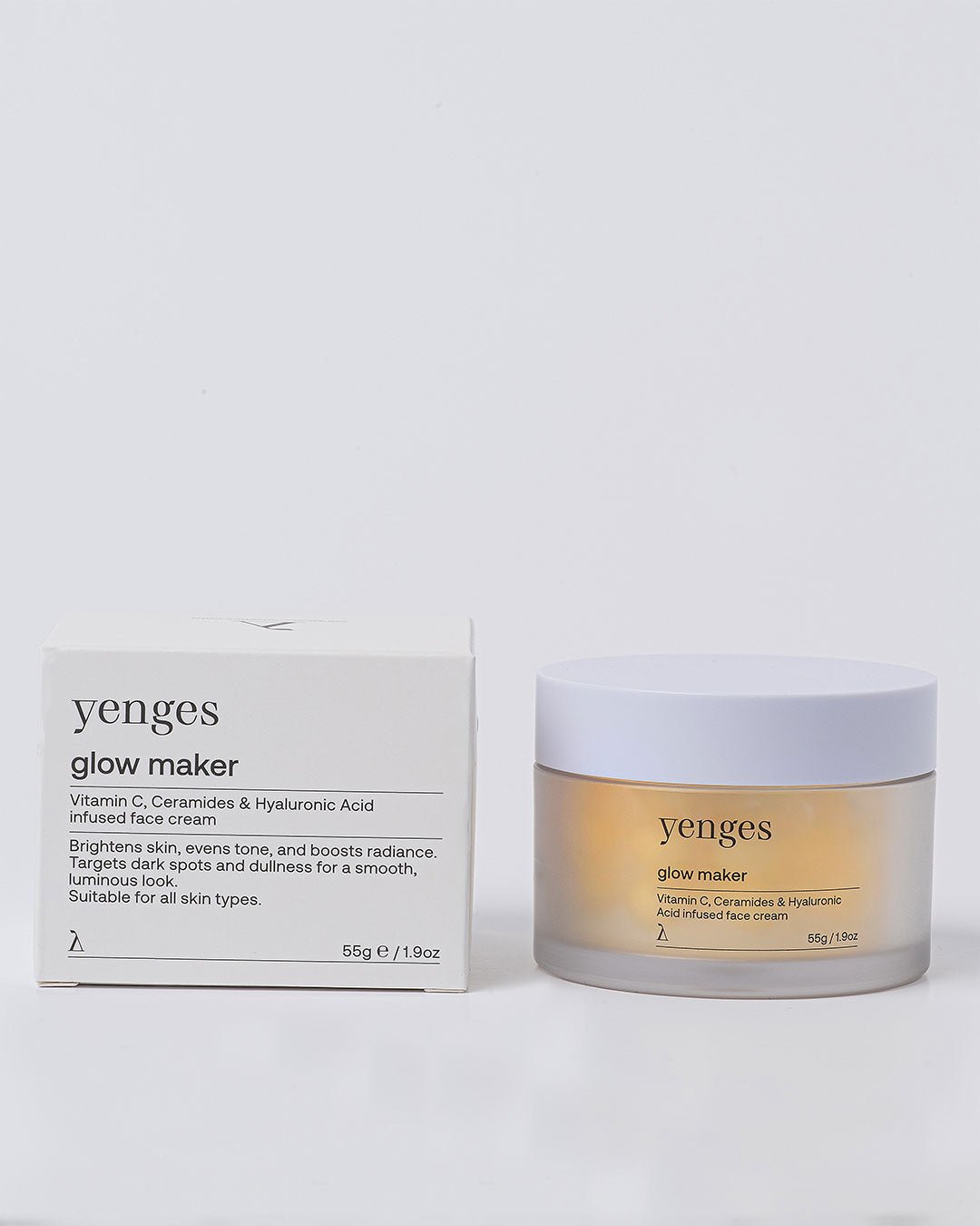 Glow Maker крем за лице против пигментация и тъмни петна с Витамин C, серамиди, хиалуронова киселина и колаген | Yenges