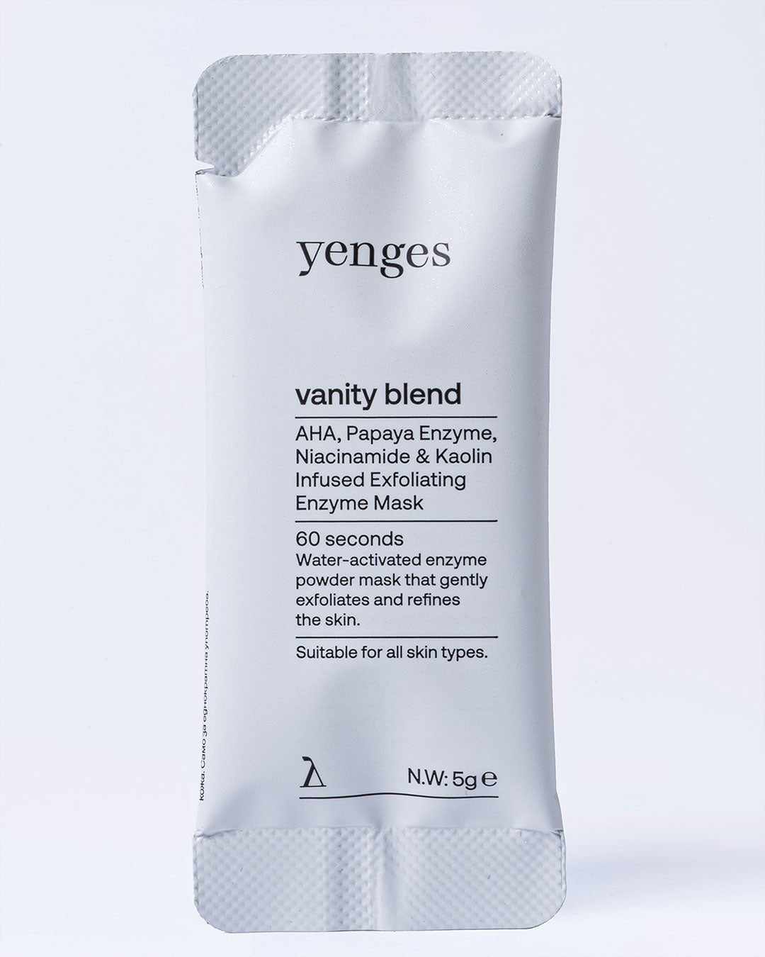 Vanity Blend еЕднократна ексфолираща ензимна маска на прах с AHA, каолин и ниацинамид | Yenges